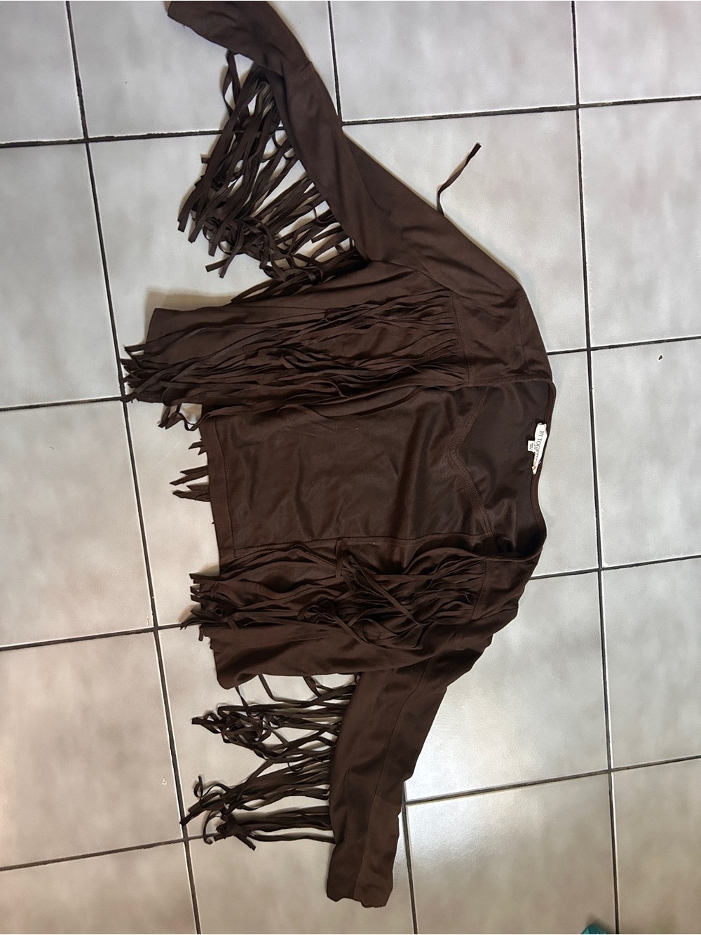 By Together Brown Fringe Open-Front Women’s Top